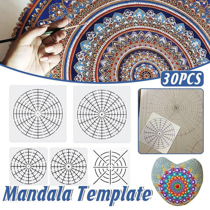 30PCS Mandala Stencil Set DIY Hand-painted Art Templates Craft Supplies Kit