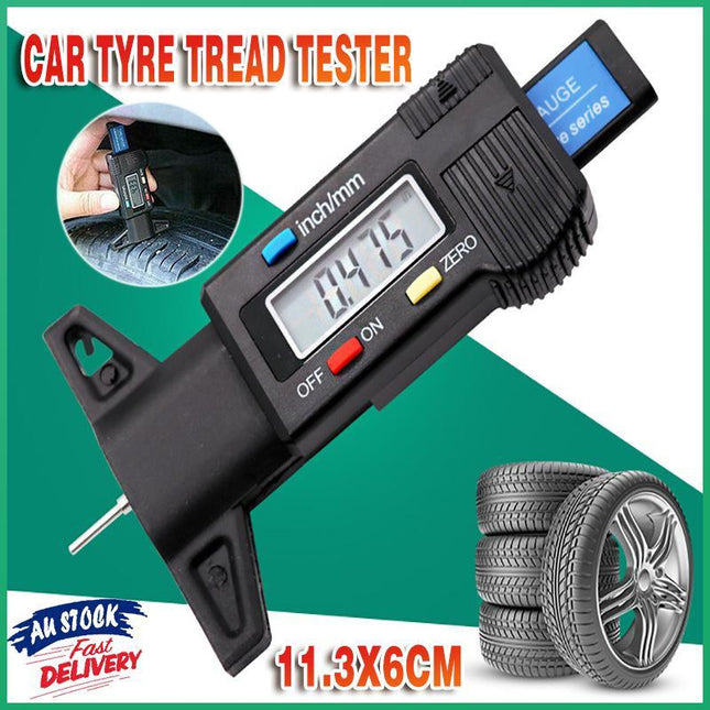 Car Digital Depth Measure Gauge Tyre Tread Brake Pad Shoe Caliper LCD Display - Aimall