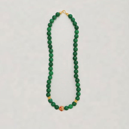 Green Natural Stone Beaded Necklace Beauty Handmade Women Simple Healing Reiki