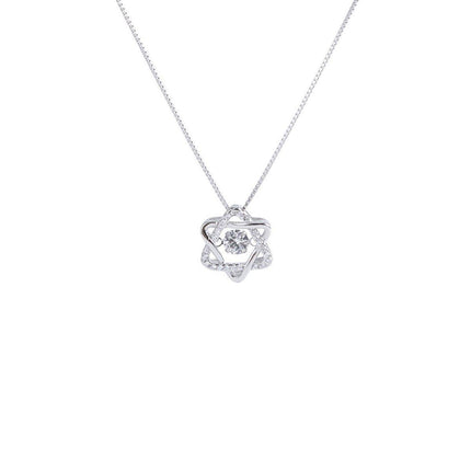 Luxury Six-Pointed Star Necklace for Women Beating Heart Clavicle Chain Girls