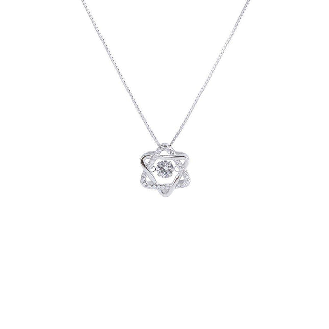 Luxury Six-Pointed Star Necklace for Women Beating Heart Clavicle Chain Girls