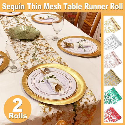 2 Rolls Mesh Tablecloth Rolls Table Runner Party Decoration for Wedding Events