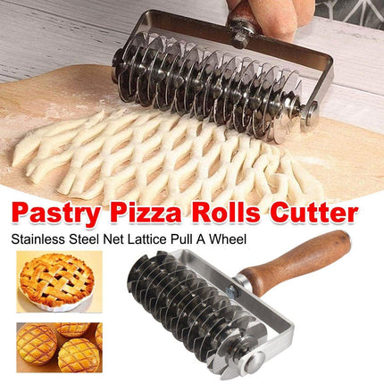 Pastry Pizza Roller Cutter Pull A Wheel for Dough Cookie Pie Steel Net Lattice