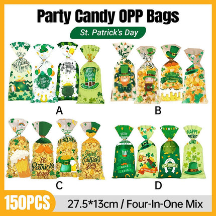 150pcs St Patricks Day Goodie Bags Party Favour Flat Pocket Gift Wrap Set