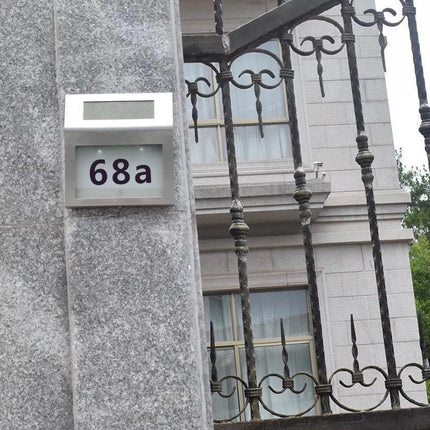 Solar Powered House Number LED Light Stainless Steel Address Signs Wall Lamps - Aimall