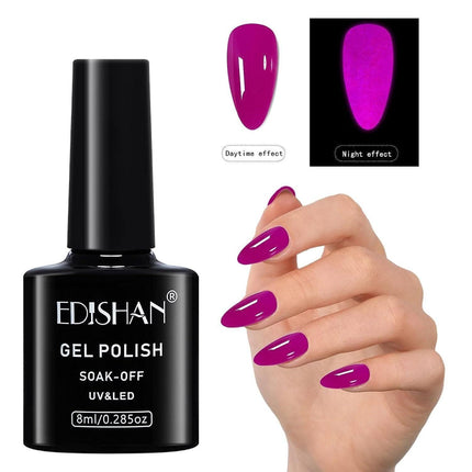 8ml Fluorescent Glow-In-Dark Gel Soak Off UV LED Nail Art Varnish DIY Luminous - Aimall