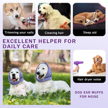 Pet Dog Cat Grooming Ear Cover Reduce Noise Calming Earmuffs Winter Warm Hood