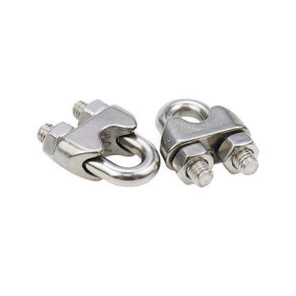 16X 304Steel Wire Rope Grips Clamps U Bolts Fitting Cable Cord Tie M6 6mm Sliver