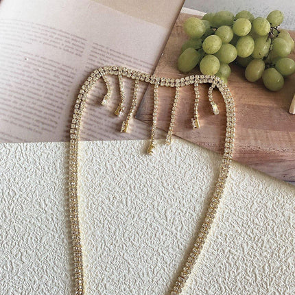 Luxury Zirconia Tassel Necklace Elegant Collar Jewelry for Women Party Wear