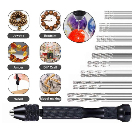49pcs Mini Hand Drill Vise Hand Bits Twist Woodworking Set Precision Pin Tool