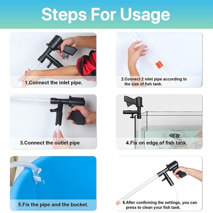 6In1 Fish Tank Cleaner Water Changer Pump Pipe Semi-automatic Cleaning Aquarium