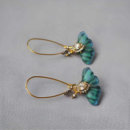 Fashion Vintage Green Fluttering Butterfly Earrings Elegant Jewelry for Women