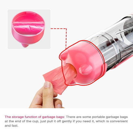 Portable Pet Water Drink Bottle Dog Travel Bowl Dispenser Rubbish Disposal Bags