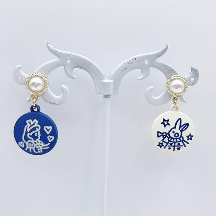 Cute Cartoon Asymmetrical Stud Earrings Fun Fashion Jewelry for Daily Outfits