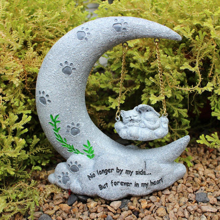 Moon Resin Pet Memorial Tombstone Ornament Garden Decoration for Lost Pets