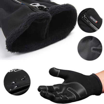 Winter Gloves Waterproof Thermal Touch Screen Thermal Windproof Warm Black - Aimall