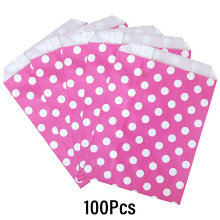 100pcs Colourful Polka Dot Paper Bags for Food Desserts Party Treats Packaging