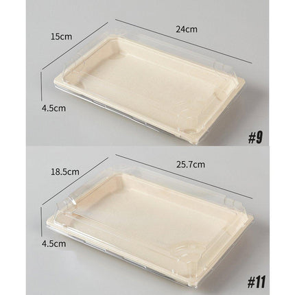 50pcs Eco-Friendly Sushi Box Rectangular Biodegradable Lunch Packaging Plate