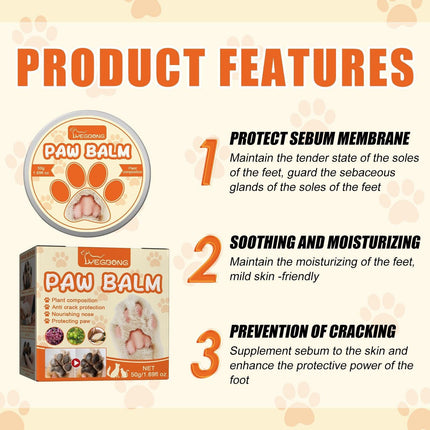 Dogs Cat Paw Balm Cream Pets Natural Lick Safe Dry Skin Cracked Paws Feet Care - Aimall