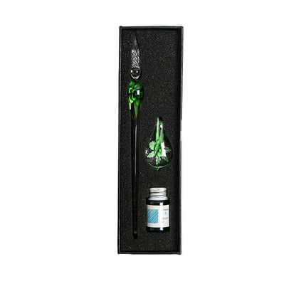 Crystal Flower Glass Dipping Dip Pen Writing Set Gift Pack Fountain Calligraphy - Aimall