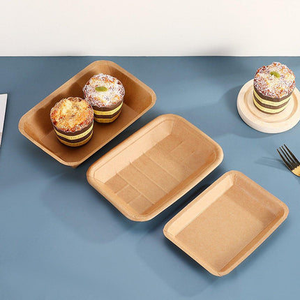 100pcs Eco-friendlyKraft Paper  Trays for Fries Snacks Greaseproof Hot Dog Trays