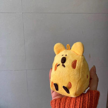 Cute Cartoon Plush Cheese Dog Doll Keychain Hanging Ornaments Bag Decoration - Aimall