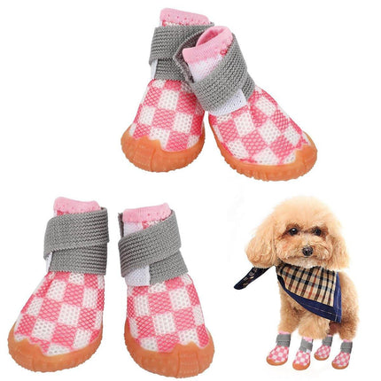 4pcs Breathable Mesh Dog Shoes Small Pets Puppy Paw Protection Summer Boots