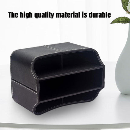Leather Remote Control Holder 360 Degree Spinning Desk TV Remote Table Organizer