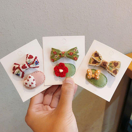 Mini Oval Hair Clips with Bows and Flowers Decorative Hair Accessories