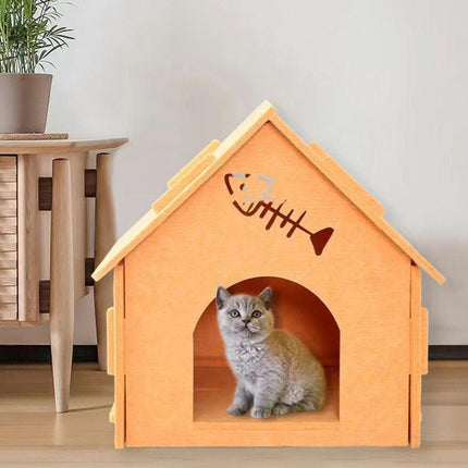 Cats Nest Scratch Resistant Semi Enclosed Felt Cat House Removable Comfortable