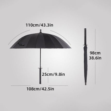Black Sun and Rain Umbrella Straight Umbrella UV Protection Windproof Outdoor