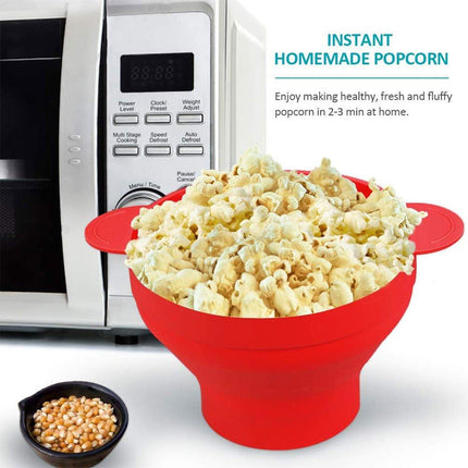 Popcorn Popper Maker Microwave Silicone Collapsible Bowl Container w/Lid Kitchen