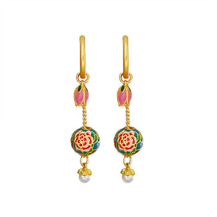 New Chinese Retro Tulip Earrings with Fringe Simple Elegant Design Jewelry
