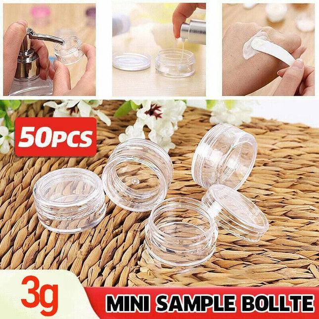 50-200X Mini Sample Bottle Cosmetic Makeup Jar Pot Face Cream Lip Balm Container - Aimall