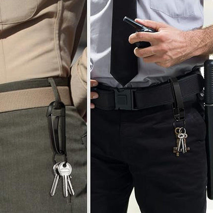 4PCS Black Keychain with Dual Rings Stainless Steel Belt Clip Wear Belt Buckle