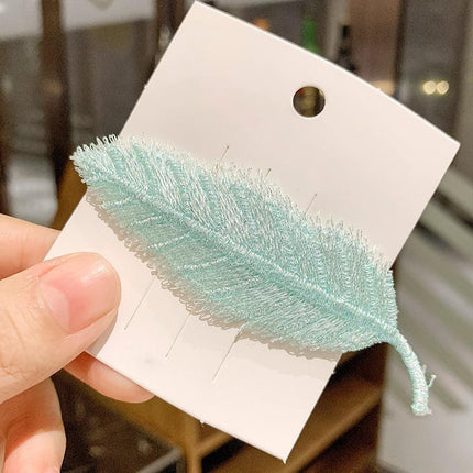 For Women Sweet Leaf Gradient Color Cute Hairpins Barrettes Side Clip Hair Clip - Aimall