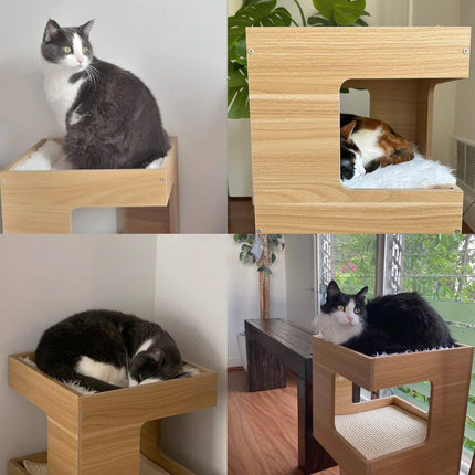 Double Layer Cat Climbing Shelf Multi-Level Cat Hutch Pet Furniture for Cats