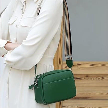 Wide Shoulder Strap Crossbody Fashion Handbag Small Green Square Bag for Women