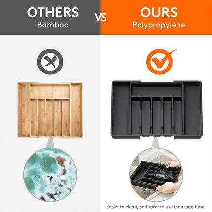 Extendable Cutlery Storage Box Household Portable Retractable Tray Organizer