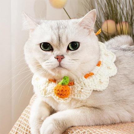 Adjustable Knitted Pet Collar Cute Bib Style for Cats and Small Dogs