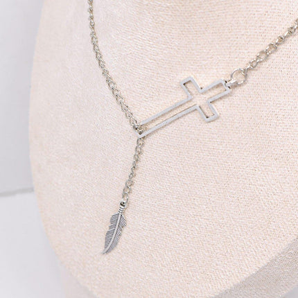 Exaggerated Retro Cross Necklace Women Unique Statement Jewelry Gift Idea