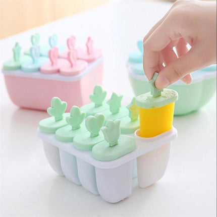 6/8 Cells Mould Maker Ice Cream Pop Reusable Icy Pole Frozen Square Molds Block