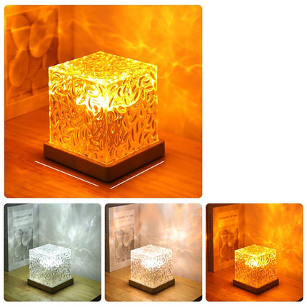 Water Ripple Atmosphere Lamp Square Table Lamp For Bedroom Bed Head Lighting
