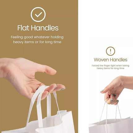 50pcs White Kraft Paper Tote Bags Gift Bags for Packaging Shopping and Storage