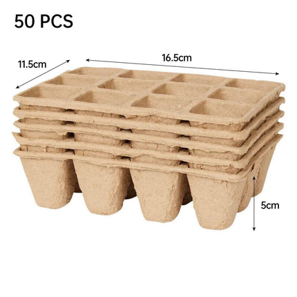 50pcs Disposable 12 Grid Seedling Tray Square Flowerpot Plug Starter Tray