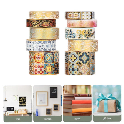 Gold Foil Washi Tape Set Decorative Craft Tape for Gift Wrapping Scrapbooking