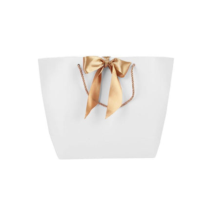 50 PCS Goodie Tote Bow Tie Shopping Paper Sacks Resuable Paper Clothing Bag 19*9*20cm - Aimall