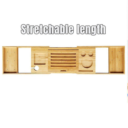 Bathroom Bamboo Bath Caddy Wine Glass Holder Table Tray Bathtub Rack Soap Shelf