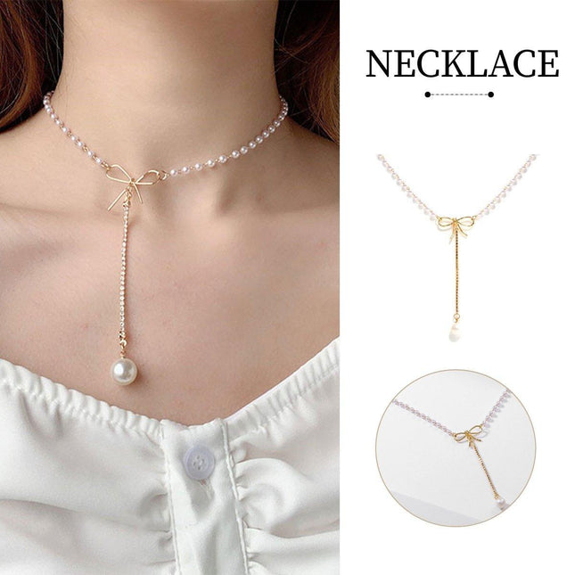 Bow Tie Short Necklace for Women Collarbone Chain Fashion Jewelry Elegant Gift