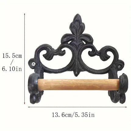 Vintage Iron Toilet Paper Towel Roll Holder Bathroom Wall Mount Rack Black New